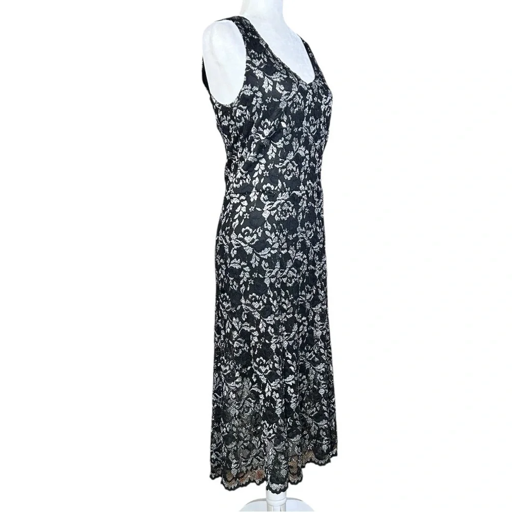 Y2K Metallic Mesh Midi Dress Sm Whimsigoth Witchy Date Night Dark Romantic